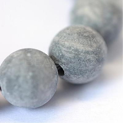 Frosted Natural Polychrome Jasper/Picasso Stone/Picasso Jasper Beads Strands G-E334-6mm-24-1
