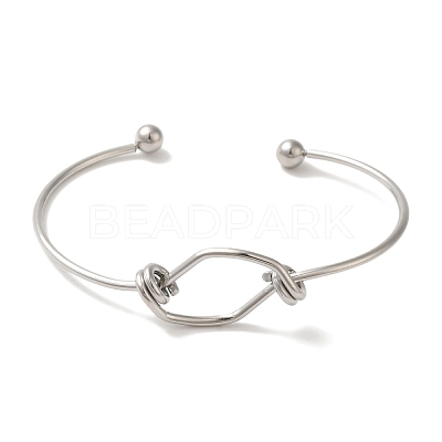 Non-Tarnish 304 Stainless Steel Open Cuff Bangles for Women BJEW-Z071-02P-1