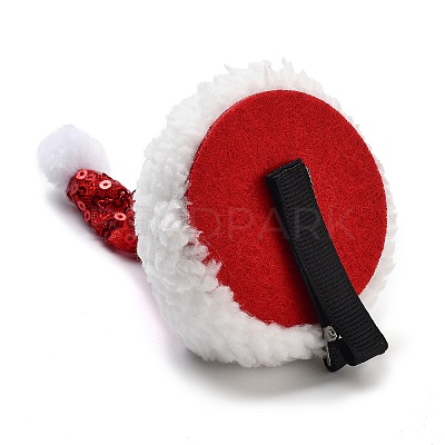 Sequins Christmas Hat Polyester Alligator Hair Clips for Women Girl AJEW-M012-03B-1