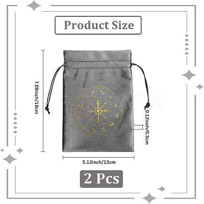 Rectangle Gold Stamping Velvet Tarot Storage Drawstring Bags for Divination ABAG-WH20001-25B-1