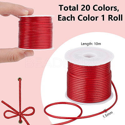 20 Rolls 20 Colors Waxed Polyester Cords YC-PH0002-45-1