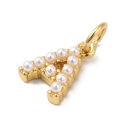 Rack Plating Brass with ABS Plastic Imitation Pearl Charms KK-B092-30A-G-1
