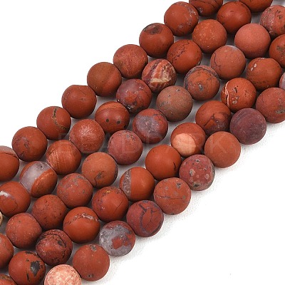 Frosted Natural Red Jasper Beads Strands G-C270-M01-8mm-1