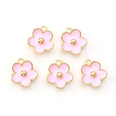 Light Gold Plated Alloy Enamel Pendants ENAM-R136-16B-1