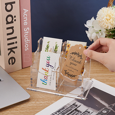 4-Slot Transparent Acrylic Business Name Card Display Stands ODIS-WH0030-64A-1
