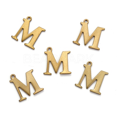 304 Stainless Steel Alphabet Charms STAS-H122-M-AB-1