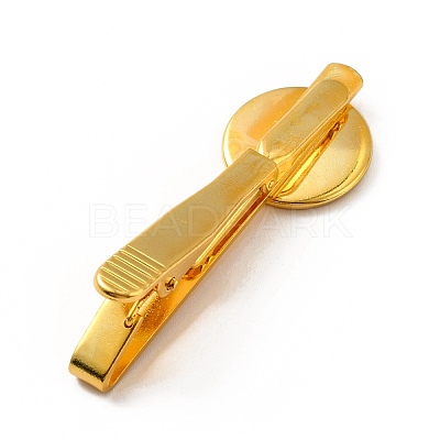 Brass Tie Bar Clips Tie Pins with Blank Cabochon Settings KK-A159-01G-1