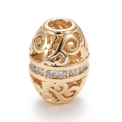Brass Micro Pave Clear Cubic Zirconia Beads X-KK-K243-12G-1