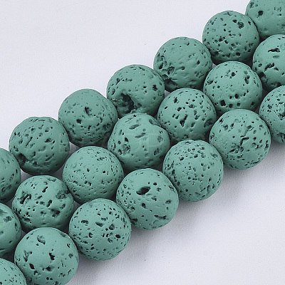 Spray Painted Natural Lava Rock Beads Strands X-G-N0324-C-03-1
