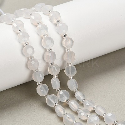 Natural White Agate Beads Strands G-B153-B02-1