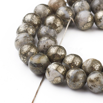 Natural Pyrite Beads Strands X-G-G839-01-10mm-1