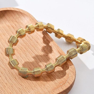 304 Stainless Steel Stretch Bangles for Women BJEW-P315-02H-G-1