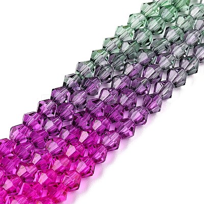 Gradient Color Baking Paint Glass Bead Strands X-DGLA-A039-T6mm-A09-1