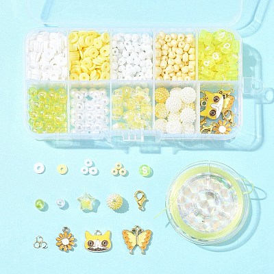 DIY Round Acrylic & Glass Beads Bracelets Jewelry Kits DIY-FS0006-29E-1