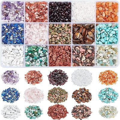 3500Pcs 15 Style Natural & Synthetic Mixed Gemstone Beads G-NB0003-09-1