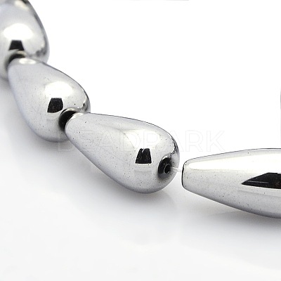 Non-magnetic Synthetic Hematite Teardrop Beads Strands G-M072-02-1