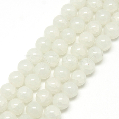Baking Paint Crackle Glass Beads Strands X-DGLA-Q023-8mm-YS1-1