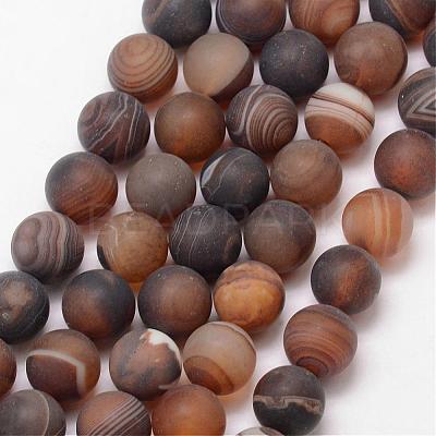 Natural Striped Agate/Banded Agate Bead Strands G-K166-12-12mm-04-1