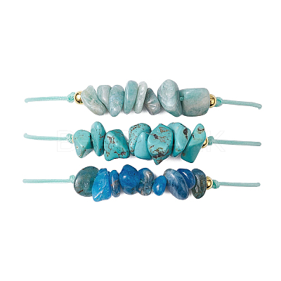 3Pcs 3 Styles Gemstone Braided Bead Bracelets BJEW-JB11146-03-1