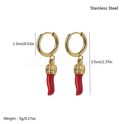 Stainless Steel Red Chili Hoop Earrings SO5470-1-1