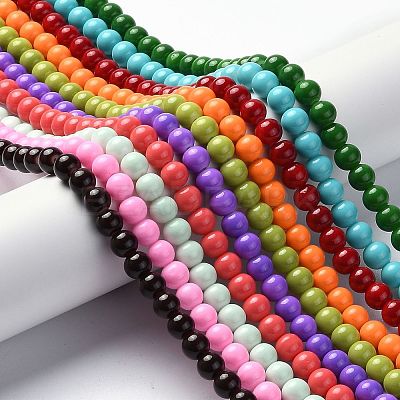 Baking Paint Glass Round Bead Strands DGLA-Q020-8mm-M-1