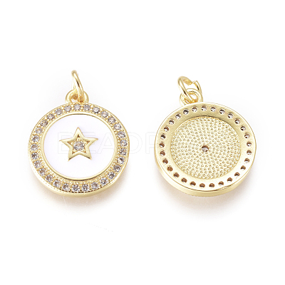 Brass Micro Pave Cubic Zirconia Pendants KK-D159-17G-1