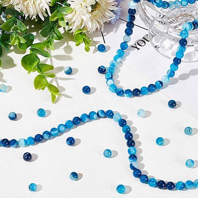 3 Strands Natural Striped Agate/Banded Agate Beads Strands G-OC0004-34-1