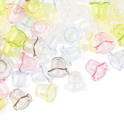 120Pcs 6 Colors Transparent Acrylic Bead Caps TACR-SC0001-51-1