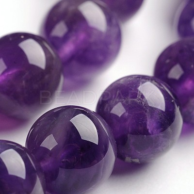 Round Natural Amethyst Gemstone Bead Strands G-J333-01-12mm-1