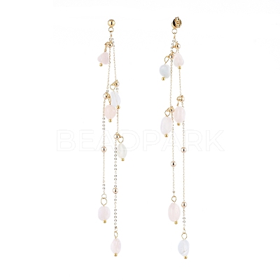 Natural Morganite Dangle Stud Earring EJEW-JE04122-02-1