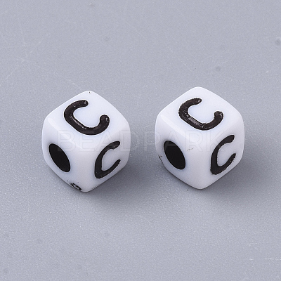 White Opaque Acrylic Beads MACR-R869-02C-1