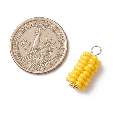 Glass Seed Beaded Corn Pendants PALLOY-MZ01108-1