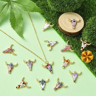20Pcs 10 Styles Printed Alloy Pendants ENAM-YW0003-86-1
