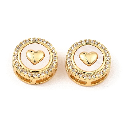 Brass Micro Pave Clear Cubic Zirconia Slide Charms KK-K342-09G-05-1