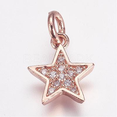 Brass Micro Pave Cubic Zirconia Charms ZIRC-G087-35RG-1
