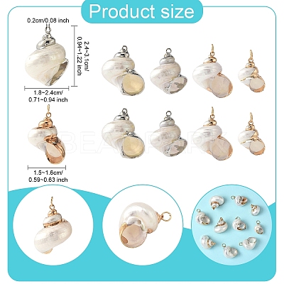 Electroplated Spiral Shell Pendants BSHE-YW0001-07G-1