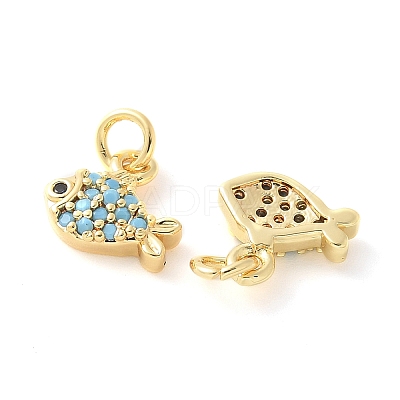 Brass Micro Pave Cubic Zirconia Pendants X-KK-U056-19G-1