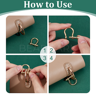 5Pcs Brass D-Ring Anchor Shackle Clasps KK-UN0005-60-1