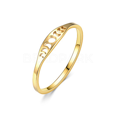 Hollow Moon Phase 304 Stainless Steel Finger Rings FS-WG454BE-07-1