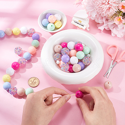 Round Resin Rhinestone & Acrylic Beads DIY-SC0026-80B-1