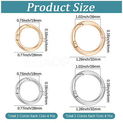 16Pcs 4 Styles Alloy Spring Gate Rings FIND-CL0001-96-1