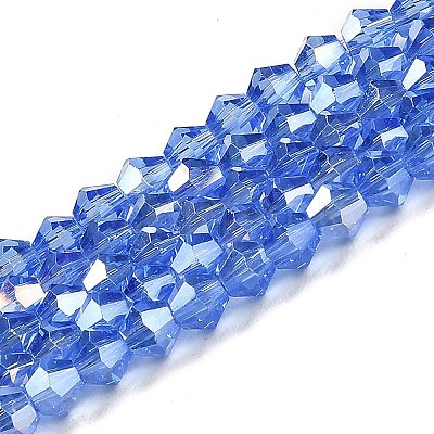 Transparent Electroplate Glass Beads Strands EGLA-A039-T6mm-B07-1