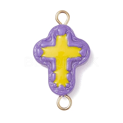10Pcs 10 Colors Handmade Lampwork Enamel Religion Cross Links Connector Charms PALLOY-JF04302-1