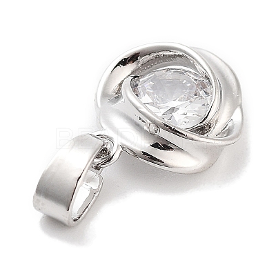 Brass Micro Pave Clear Cubic Zirconia Pendants ZIRC-L104-011P-1