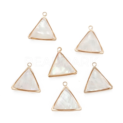 Natural White Shell Pendants KK-K252-07G-01-1