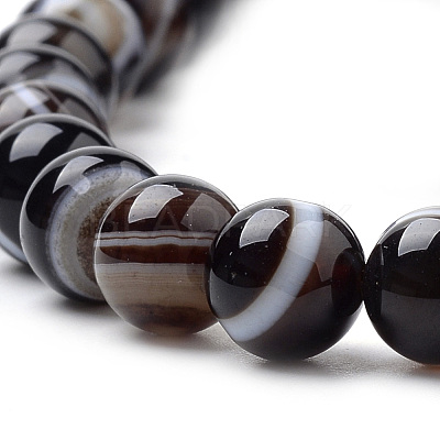 Natural Striped Agate/Banded Agate Beads Strands G-S259-04A-4mm-1