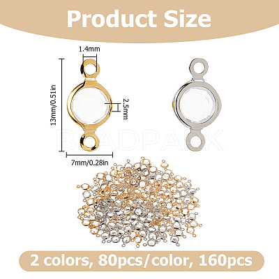 160Pcs 2 Colors Brass Crystal Rhinestone Connector Charms KK-HS0015-66-1