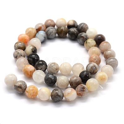 Natural Bamboo Leaf Agate Beads Strands G-G763-03-8mm-1