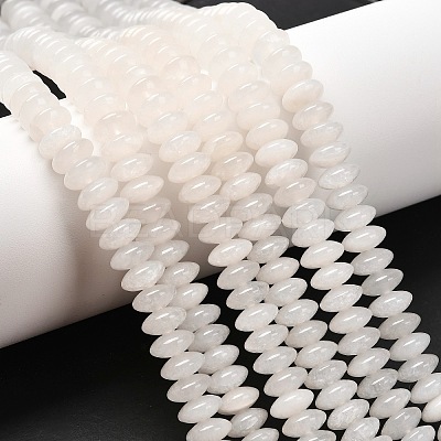 Rondelle Natural White Jade Beads Strands G-P109-23-1