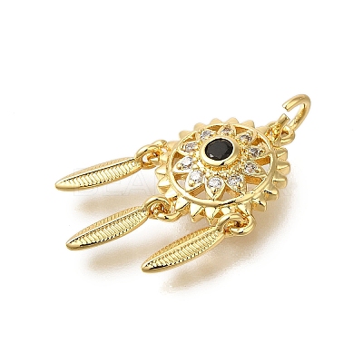 Rack Plating Brass Micro Pave Cubic Zirconia Pendants ZIRC-F142-09G-1